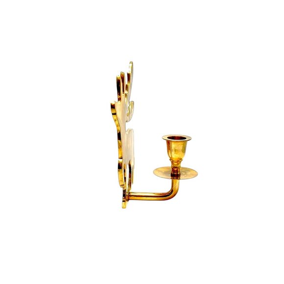 Vintage Brass Deer Christmas Stocking & Candle Holders Set Of 3 - Picture 10 of 10